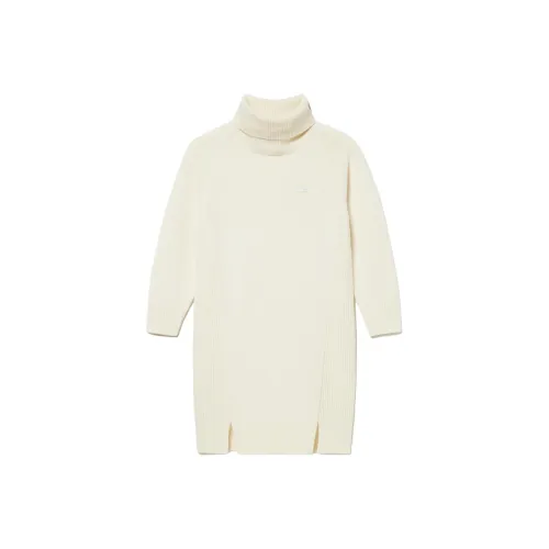 LACOSTE Длинное платье с длинными рукавами женское белое