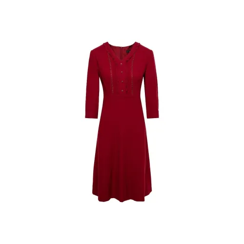 My Teno Red Женские Длинные Рукава Платья