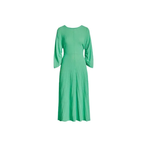 SCANLAN THEODORE Плиссированный Ребро Sunray Платье Длинное с длинными рукавами Платье Женское Бледный Изумруд Светлый Изумрудный Зеленый