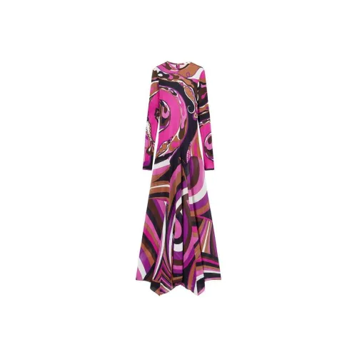 EMILIO PUCCI Длинное платье с длинными рукавами женское красное