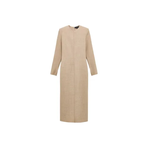 ZARA ZW Series Длинное Платье с Длинными Рукавами Женское Бежевое