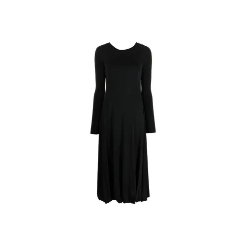 JIL SANDER Черное Женское Длинное Платье с Рукавами