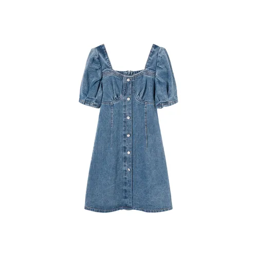 SYEEE WITH U Короткий рукав Платье Женское Светло-синий