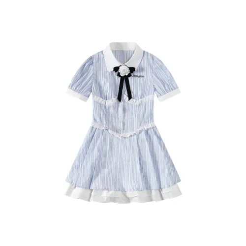 HUINIAN Короткий рукав Платье Женское Синее