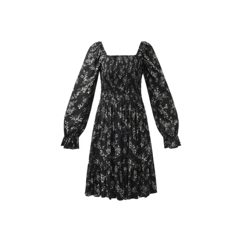 GOELIA Длинное платье с длинными рукавами женское черное