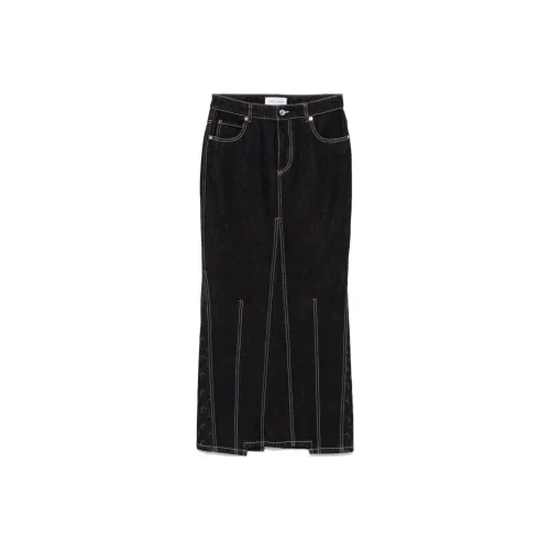 Marine Serre FW24 Denim Long Skirt Women's Black
