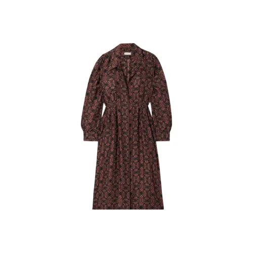 DRIES VAN NOTEN Длинное платье с длинными рукавами женское темно-красное