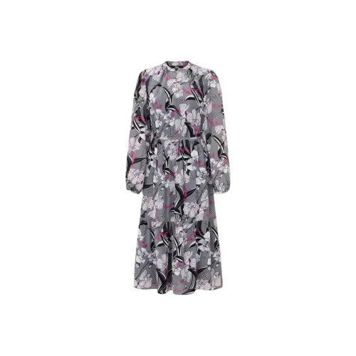 Karl Lagerfeld Длинное платье с длинными рукавами женское серое