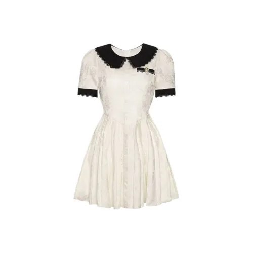 Yvetteclassic Короткий рукав Платье Женское Абрикосовое