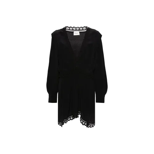 ISABEL MARANT ETOILE FW24 Длинное платье с длинными рукавами женское черное