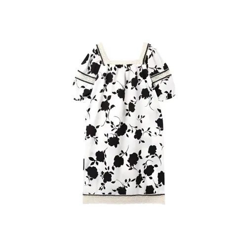 IQC Короткий рукав Платье Женское Абрикосовое