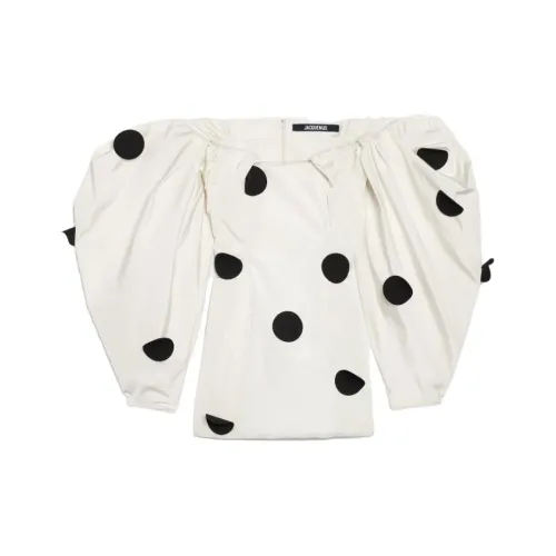 Jacquemus Серый, Белый, And Черный Точка Вышивка Женские Длинные Платья с Рукавами