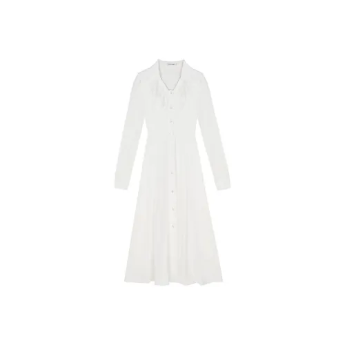 VEGA CHANG SS24 Длинное платье с длинным рукавом женское CUMULUS белый