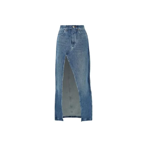 Alexander Wang SS24 Denim Long Skirt Women's Blue Александр Wang SS24 Деним Длинная Юбка Женская Синяя