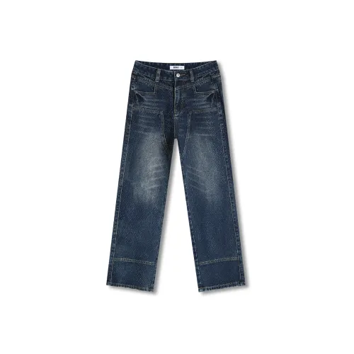 SAKUN Джинсы Женские Тяжелые Джинсовый Синий с Полностью Украшенными Стразами