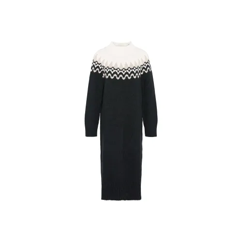 BARBOUR Длинное платье с длинными рукавами женское черное