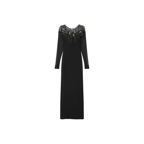 VERSACE FW24 Длинное платье с длинными рукавами женское черное