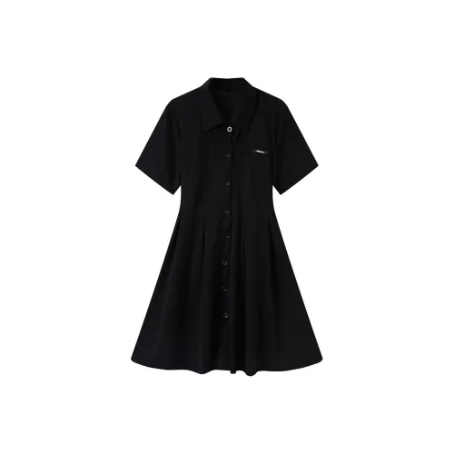 ZCDECO Короткий рукав Платье Женское Черное