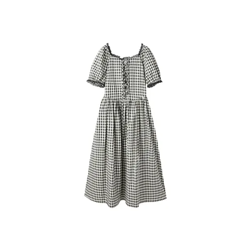 XIANGYING Короткий рукав Платье Женское Черное Белое