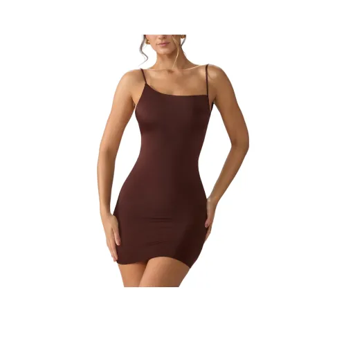 OH POLLY ORLI Slip Платье Женское Эспрессо Темно-Кофейный Цвет