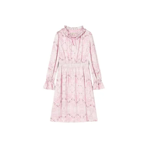 Goodland Длинное платье с длинными рукавами женское розовое