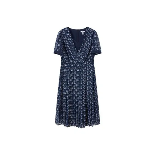 FINITY Темно-синий с принтом, женские, короткие, с короткими рукавами, платья