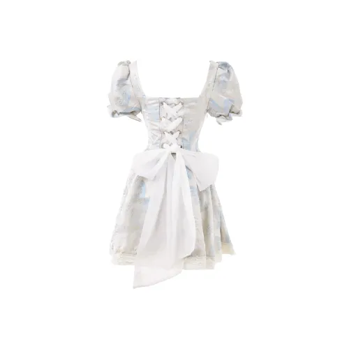 Blovelan Короткий рукав Платье Женское Светло-синий