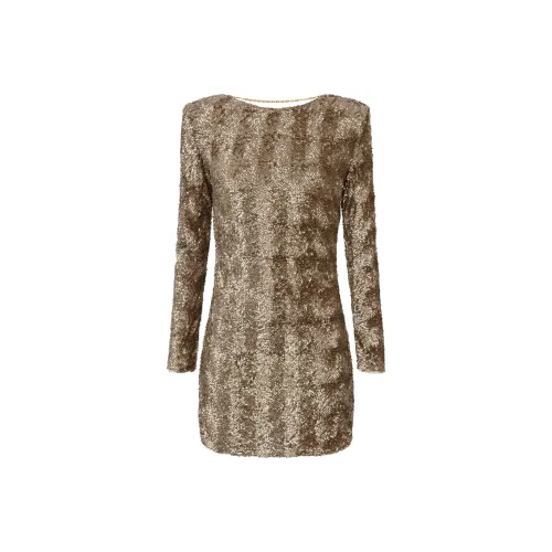 Elisabetta Franchi SS24 Длинное платье с длинными рукавами женское цвет верблюжий коричневый