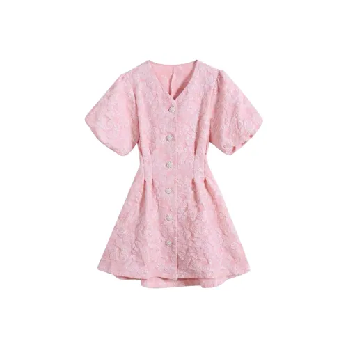 Ning Cai Yuer Короткий рукав Платье Женское Розовое
