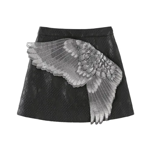 JI CHENG Черная Женская Повседневная Короткая Юбка