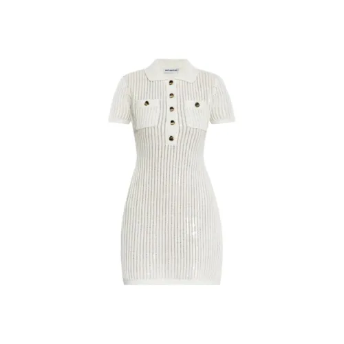 Self Портрет Короткий Рукав Платье Женское Белое