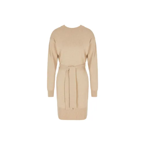 ARMANI EXCHANGEAE FW24 Длинное платье с длинными рукавами женское золотого цвета