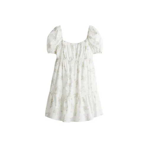 H&M Белый/Цветочный Женские Платья с Короткими Рукавами