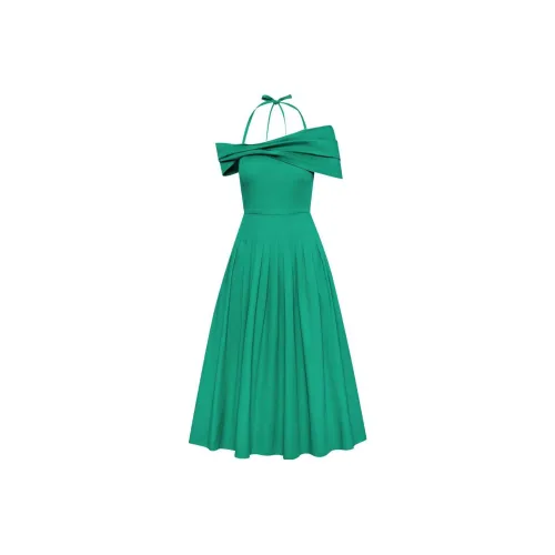 Oscar De La Renta FW23 Короткий рукав Платье Женское Изумрудно-зеленый