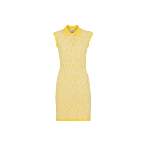 FENDI Без рукавов Платье Женское Желтое