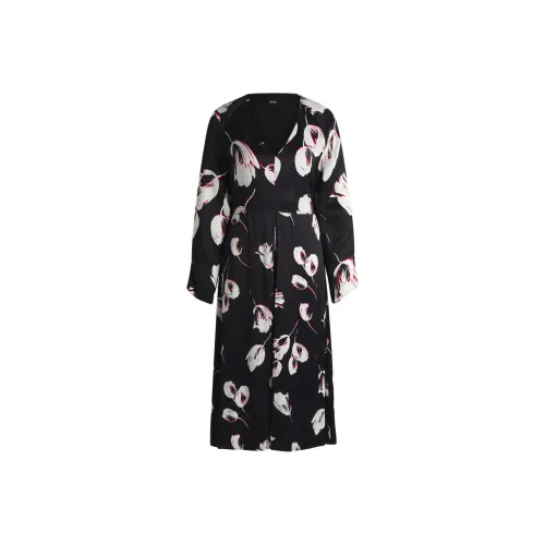 Hugo Boss Длинное платье с длинными рукавами женское черное