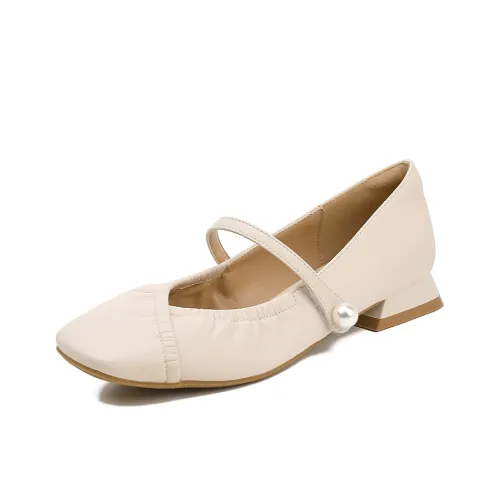TATAYA Квадратный каблук Mary Jane Женские туфли цвет экрю