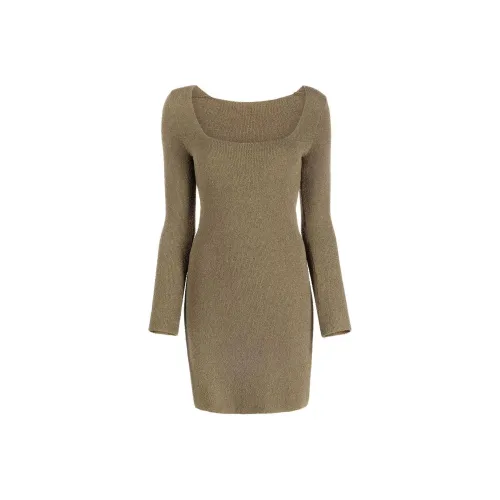 NANUSHKA Длинное платье с длинными рукавами женское серо-зеленое