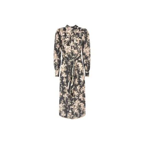 Zimmermann FW23 Длинное Платье с Длинными Рукавами Женское Черное