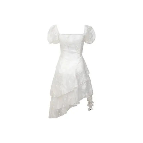 SCCREBEL OFFICIAL Короткий рукав Платье Женское Белое