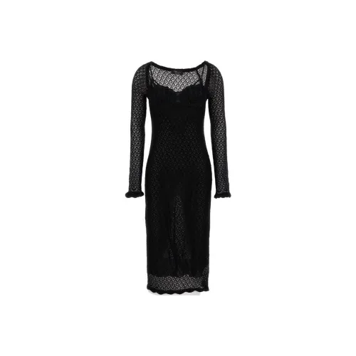 Blumarine Черное Женское Длинное Платье с Рукавами
