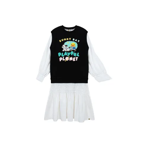 B.Duck Длинное платье с длинными рукавами женское черное