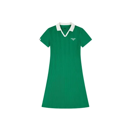 QIAODAN Короткий рукав Платье Женское Зеленый жабы