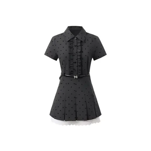 SYEEE WITH U Короткий рукав Платье Женское Серое