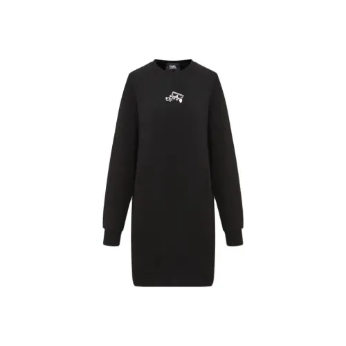 KARL LAGERFELD Длинное платье с длинными рукавами женское черное