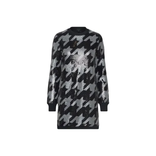 ALLSAINTS Черное/Белое Женское Длинное Платье с Рукавами