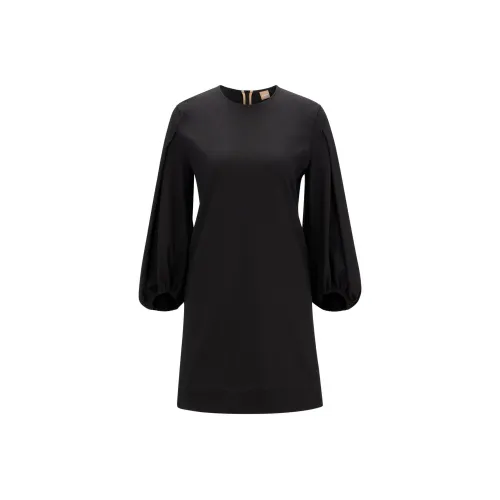 HUGO BOSS Черное Женское Длинное Платье с Длинным Рукавом