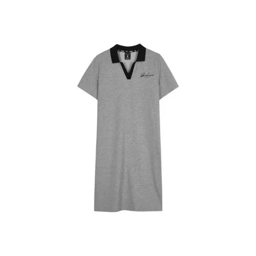 Skechers Короткий рукав Платье Женское Средний Фотиния Серый