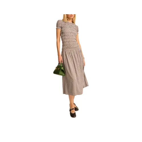 Reformation Kiria Платье Короткое с Короткими Рукавами Женское Клетчатое