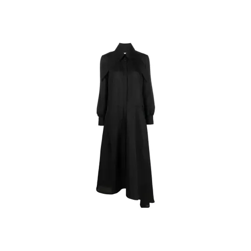 JIL SANDER Черное Женское Длинное Платье с Рукавами